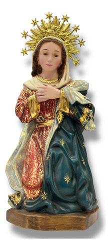 Nacimiento 3piezas 20cm Talla En Madera Estofado En Oro Fino