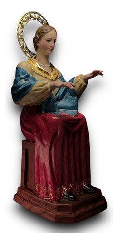 Santa Cecilia En Terminado Bruñido Con Aureola 120cm