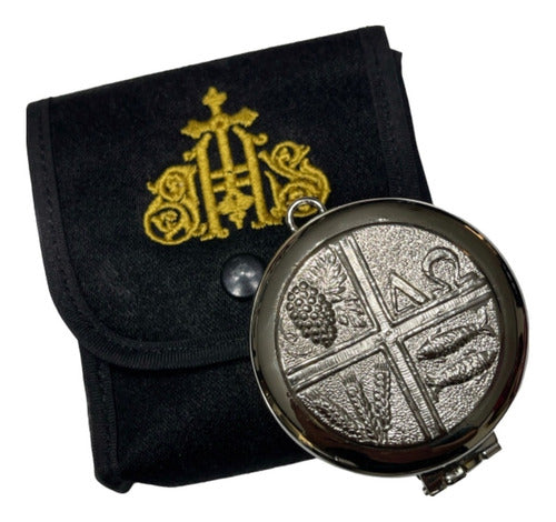 Set Porta Relicario Y Píxide Niquelado Ministros Eucaristía