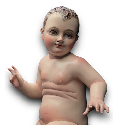 Niño Dios Talla En Madera De Cedro, Acabado Bruñido 32cm