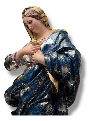 Inmaculada Concepción De María Modelo Antiguo Bruñido 90cm