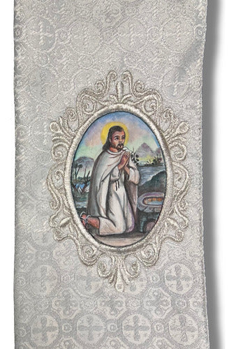Estola Sacerdotal Brocada Bordada, Pintada Virgen Guadalupe