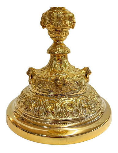 Caliz De Alpaca Dorada Pieza Única Cincelado A Mano 28cm