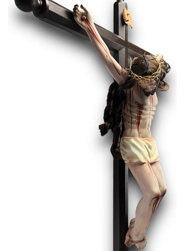 Cristo Muerto Tallado En Madera Acabado Bruñido 77cm