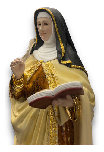 Santa Teresa De Ávila Talla En Madera Con Oro Fino 40cm