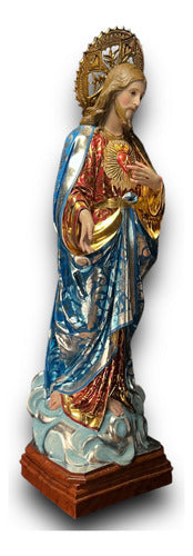 Sagrado Corazón De Jesús Estofado En Acabado Bruñido 126cm