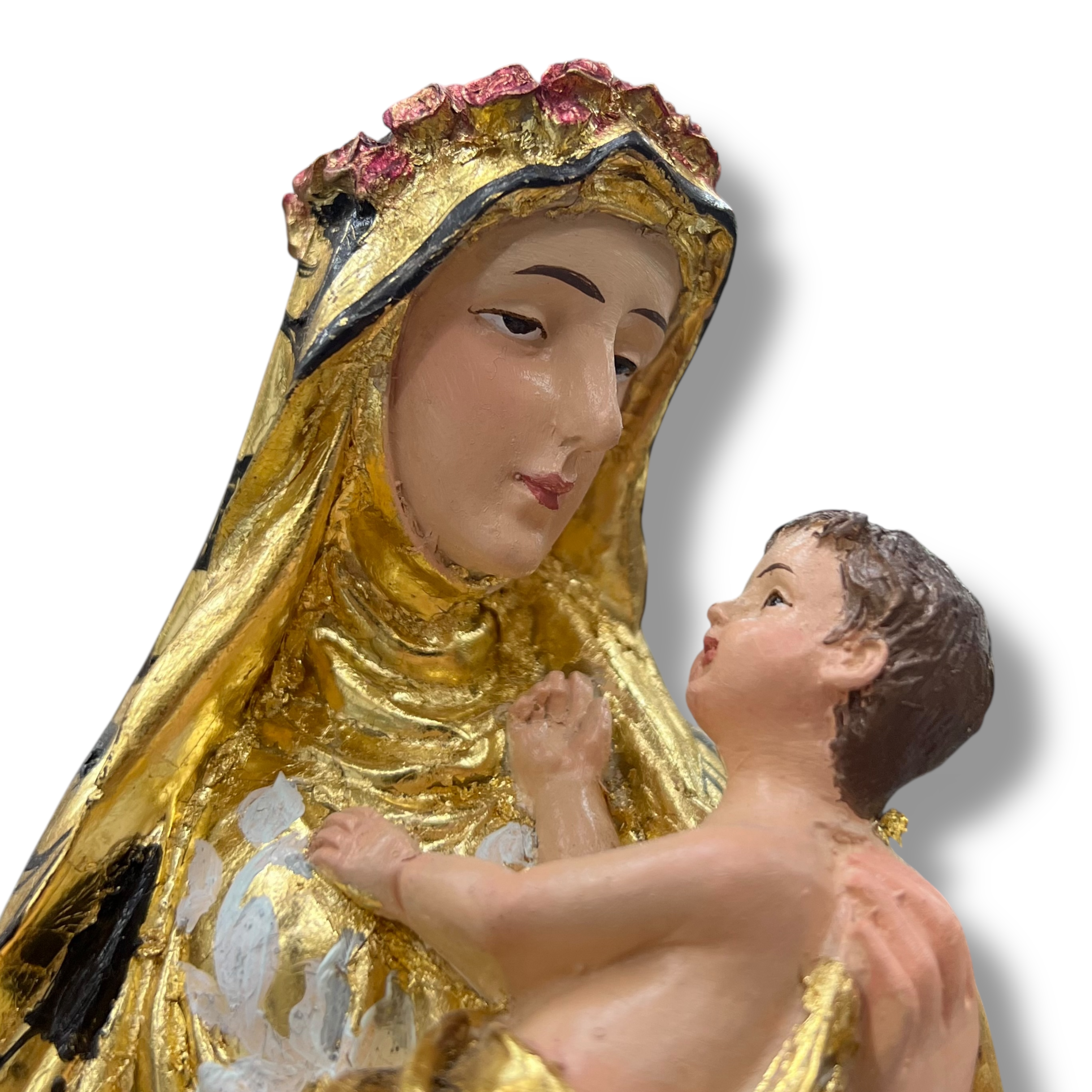 Santa Rosa De Lima En Terminado Fino Con Hoja De Oro 29cm