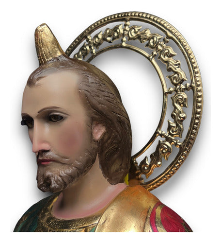 San Judas Tadeo 88cm Al Óleo Hoja De Oro Tipo San Hipolito