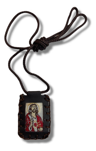 Escapulario Sagrado Corazon  Con Virgen De Guadalupe Bordado