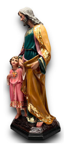 San José Con Niño Jesús De Pie Acabado En Hoja De Oro 64cm