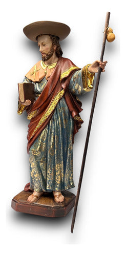 Santiago Peregrino Talla En Madera Decorado En Oro Fino 43cm