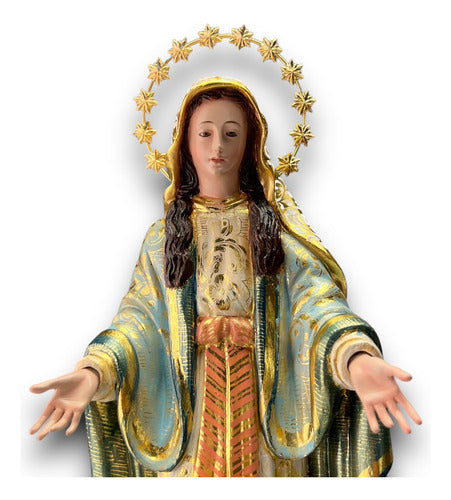 Virgen De Los Milagros O Milagrosa Talla En Madera 40cm