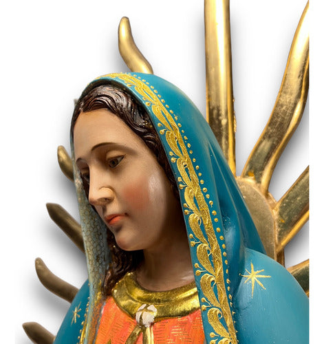 Virgen De Guadalupe En Madera Decorada Con Oro Fino 123cm