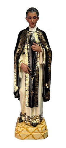 San Martín De Porres 85cm Imagen Decorada En Hoja De Oro