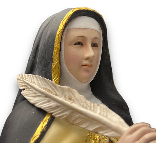 Santa Teresa De Ávila Talla En Madera Con Oro Fino 40cm
