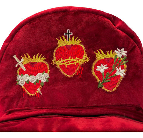 Mochila Sacristía Bordada Tres Corazones