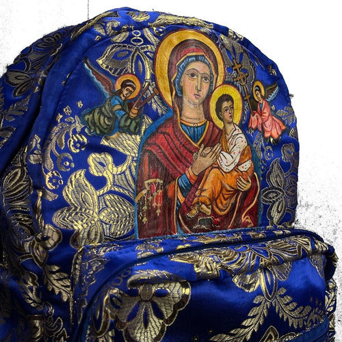 Mochila Brocado Estilo Sacristia Virgen Del Perpetuo Socorro