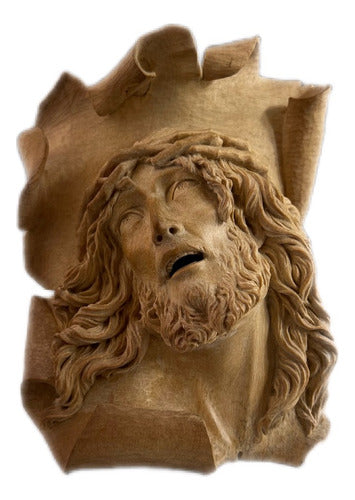 Divino Rostro De Cristo Tallado En Madera Naranjillo 12 X9cm