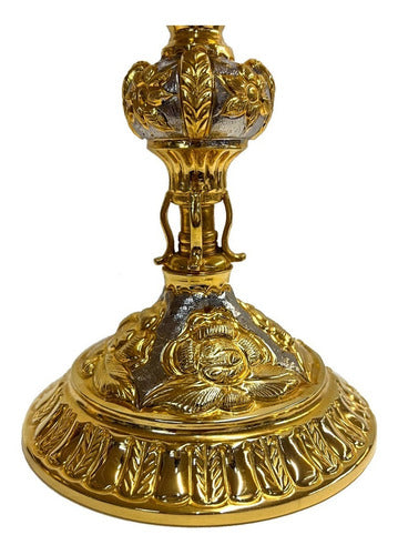 Caliz De Alpaca Dorada Pieza Única Cincelado A Mano 24cm