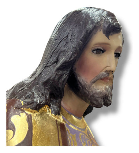 San José Con Niño Jesús Decorados En Hoja De Oro 85cm