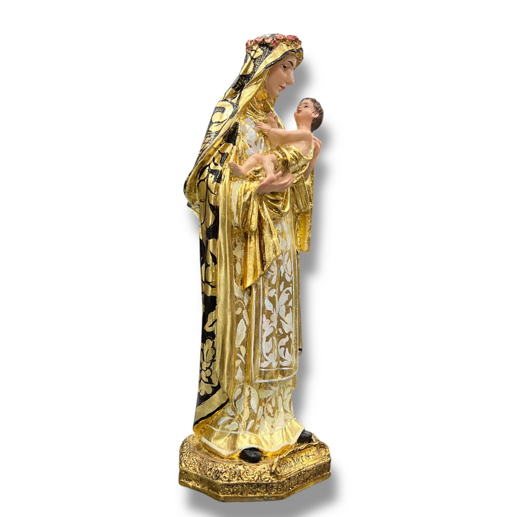 Santa Rosa De Lima En Terminado Fino Con Hoja De Oro 29cm