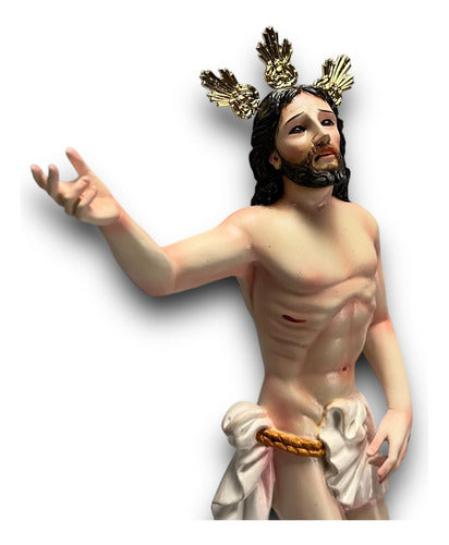 Cristo Resucitado Tallado En Madera 36cm