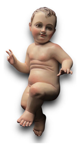 Niño Dios Talla En Madera De Cedro, Acabado Bruñido 32cm