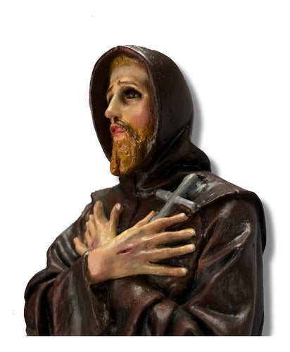Figura De San Francisco De Asís. 37cm Pasta Fina Óleo