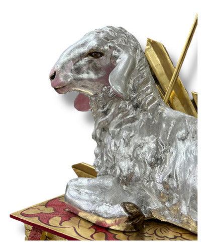 Cordero Pascual O Agnus Dei En Hoja De Oro Y Plata 80cmx50cm