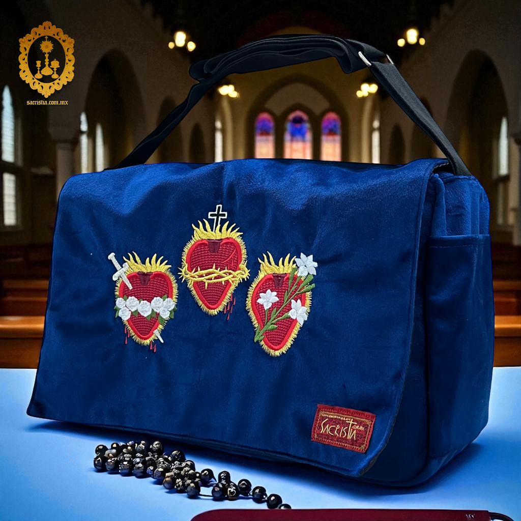 Sacri Mochila Mensajero Bordada Tres Corazones