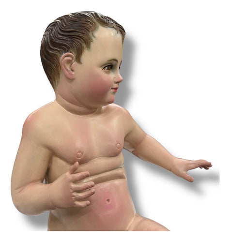 Niño Dios Talla En Madera De Cedro, Acabado Bruñido 32cm