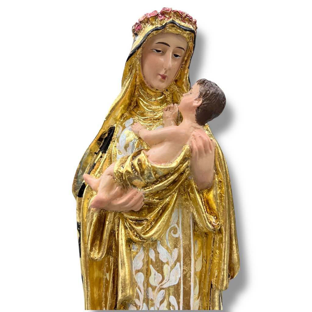 Santa Rosa De Lima En Terminado Fino Con Hoja De Oro 29cm