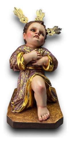 Niño Jesús Pasionista Nazareno Talla En Madera Estofado 25cm