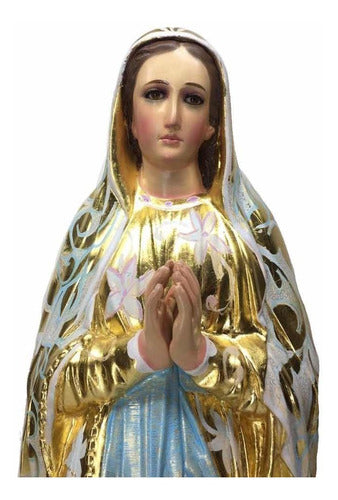 Virgen De Lourdes 86cm Hoja De Oro Al Óleo
