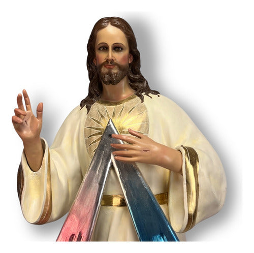 Señor De La Misericordia Pintado Al Óleo 110cm