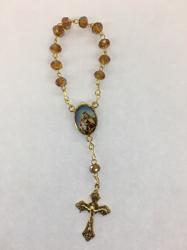 Decenario Virgen Del Carmen Cristal Con Baño De Oro