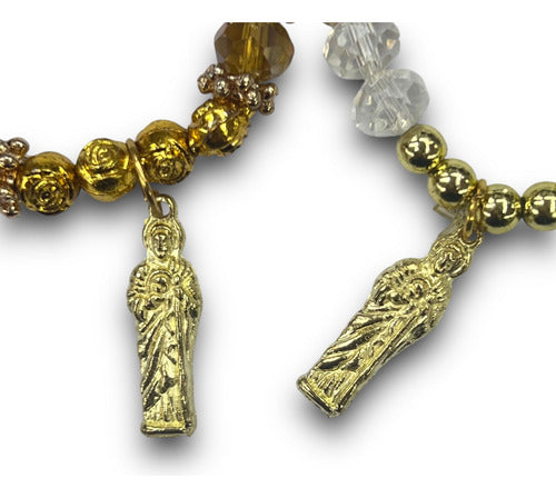100 Pulseras San Judas Tadeo De Cristal Con Medalla