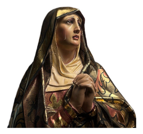 Virgen De Los Dolores De 121cm Policromado Y Estofado En Oro