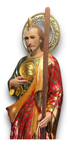 San Judas Tadeo 88cm Al Óleo Hoja De Oro Tipo San Hipolito