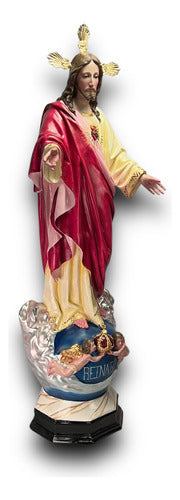Sagrado Corazón De Jesús En Óleo Bruñido Con Potencias 138cm