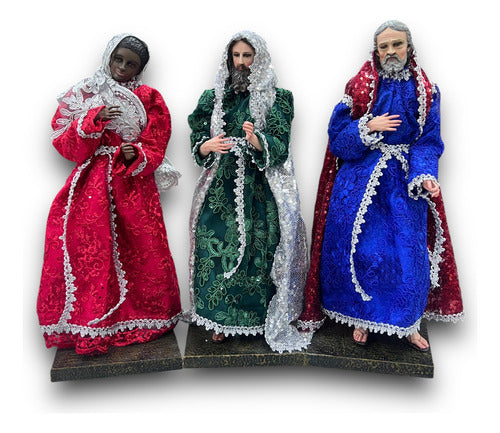 Juego De Reyes Magos 40cm Articulados Con Ropa