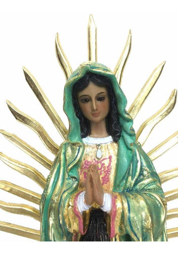 Virgen De Guadalupe 59 Cm Hoja De Oro Resplandor De Madera