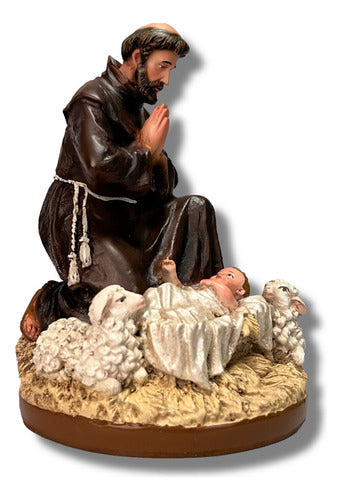 Figura De San Francisco De Asís Con Niño Dios 20 Cm