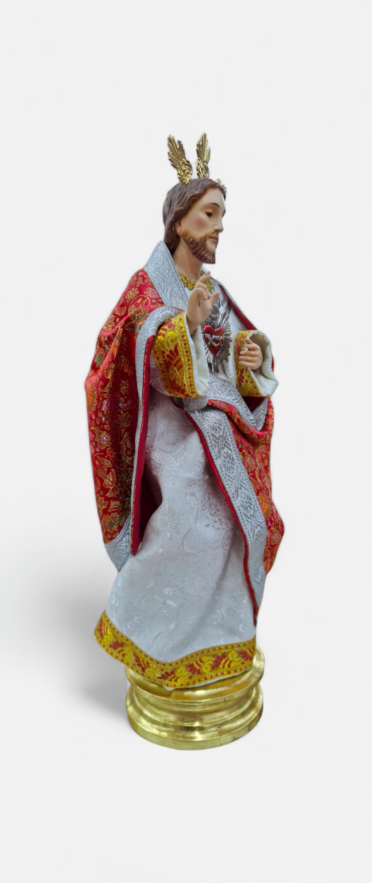 Sagrado Corazón De Jesús De Vestir Talla En Madera 31cm