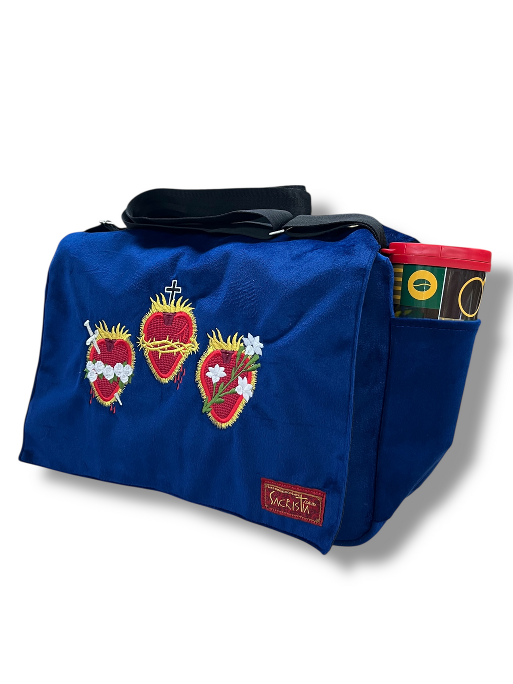 Sacri Mochila Mensajero Bordada Tres Corazones