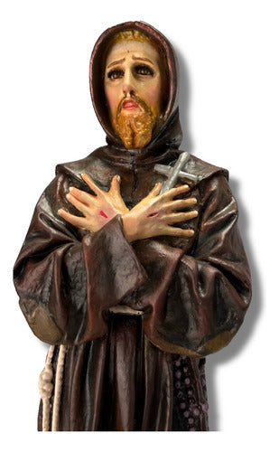 Figura De San Francisco De Asís. 37cm Pasta Fina Óleo