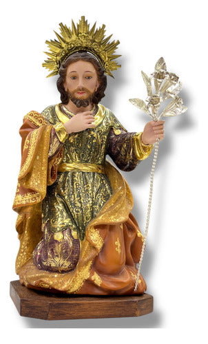 Nacimiento 3piezas 20cm Talla En Madera Estofado En Oro Fino