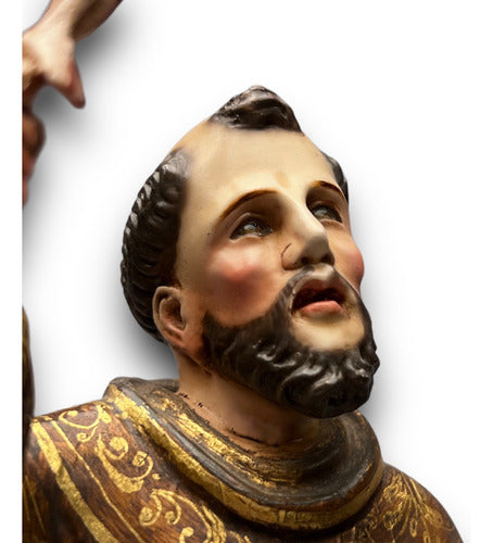 San Francisco De Asis Talla En Madera Con Hoja De Oro 30cm