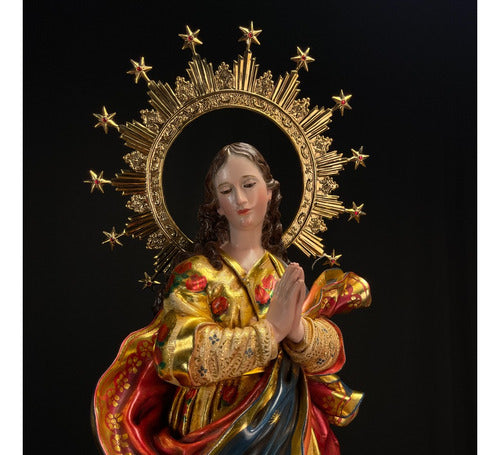 Inmaculada Concepcion De Maria  Talla  Madera 87cm Oro Fino