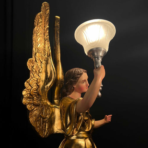 Par De Ángeles Custodios 80cm Hoja De Oro